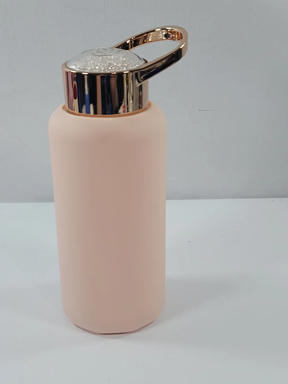 Apana Glass Bottle Rose Gold Tone And  Crystal Lid